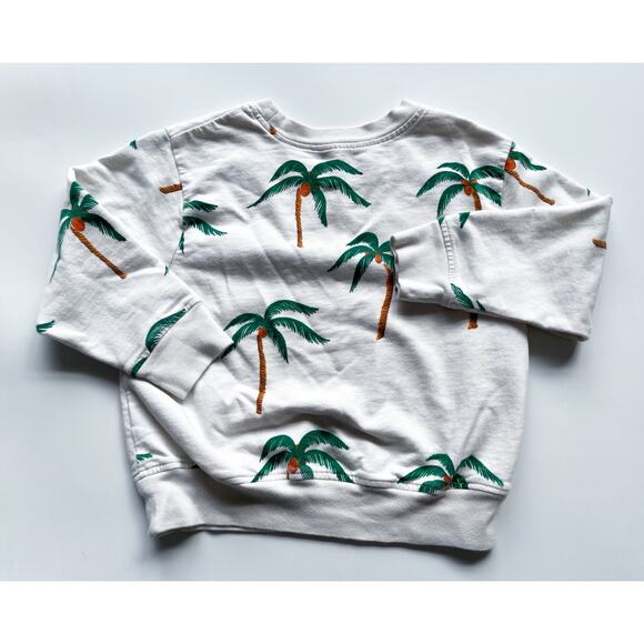 Girl's Pink Chicken Palm Tree Organic Cotton Crewneck Sweatshirt Size 6 - Picture 2 of 4